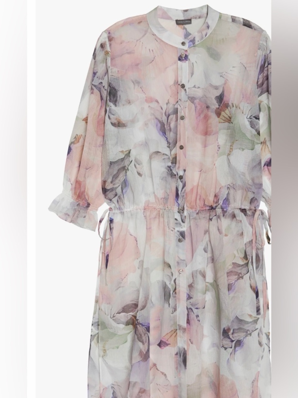 Vince Camuto Pastel Sheer Floral Duster Sz M in Pink, Lavender and Cream - Picture 3 of 7